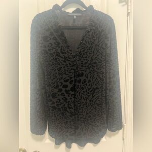 White House Black Market Sheer Black Patterned Top